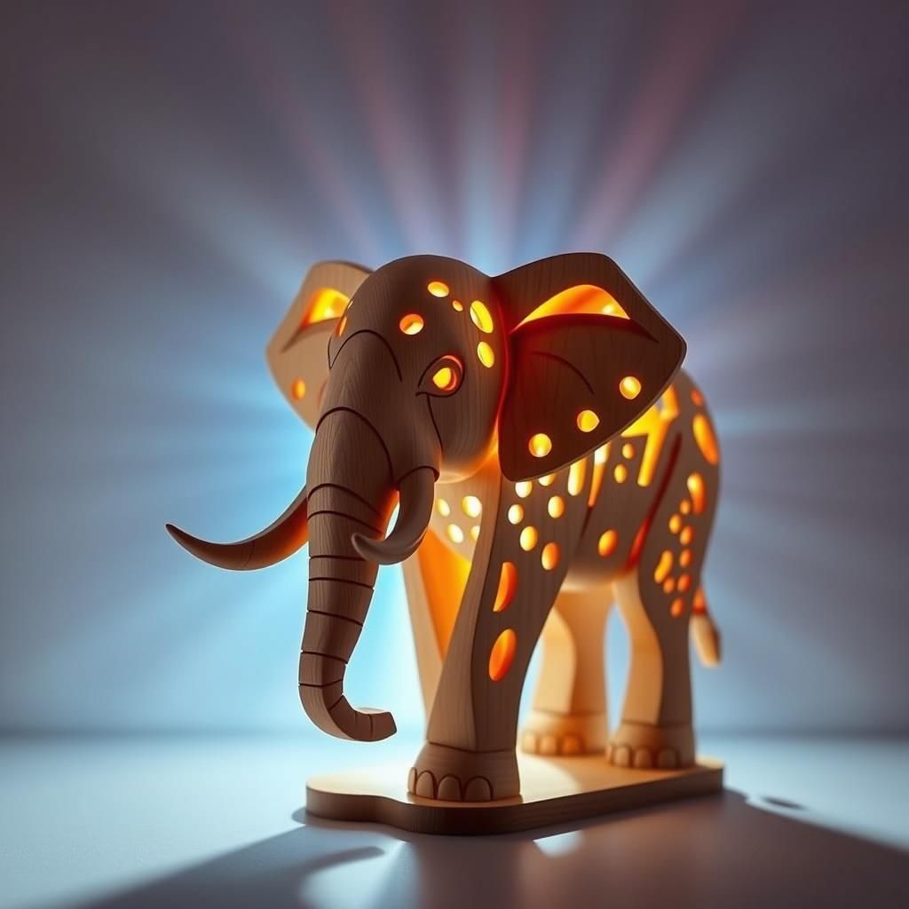 Adorable Elephant Wood Carving Sculpture