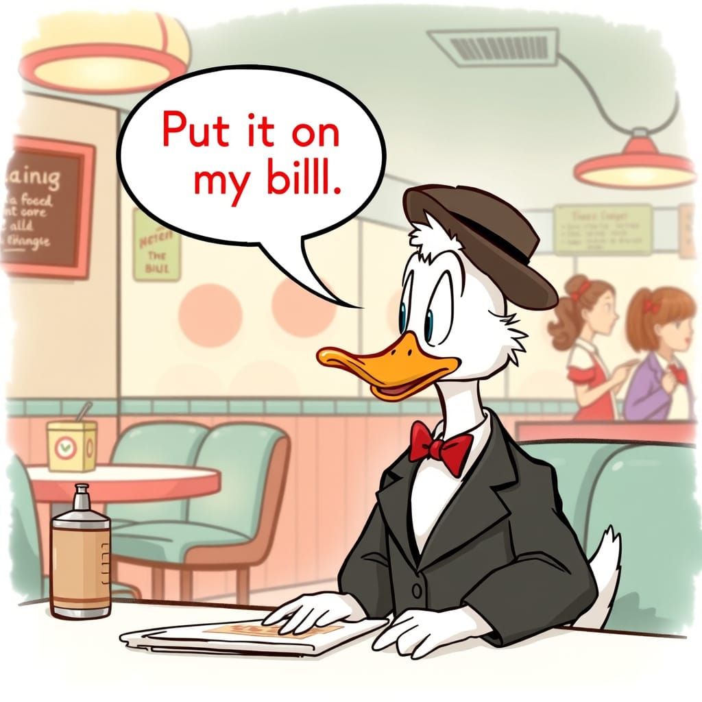 Whimsical Diner Scene with Duck in Suit