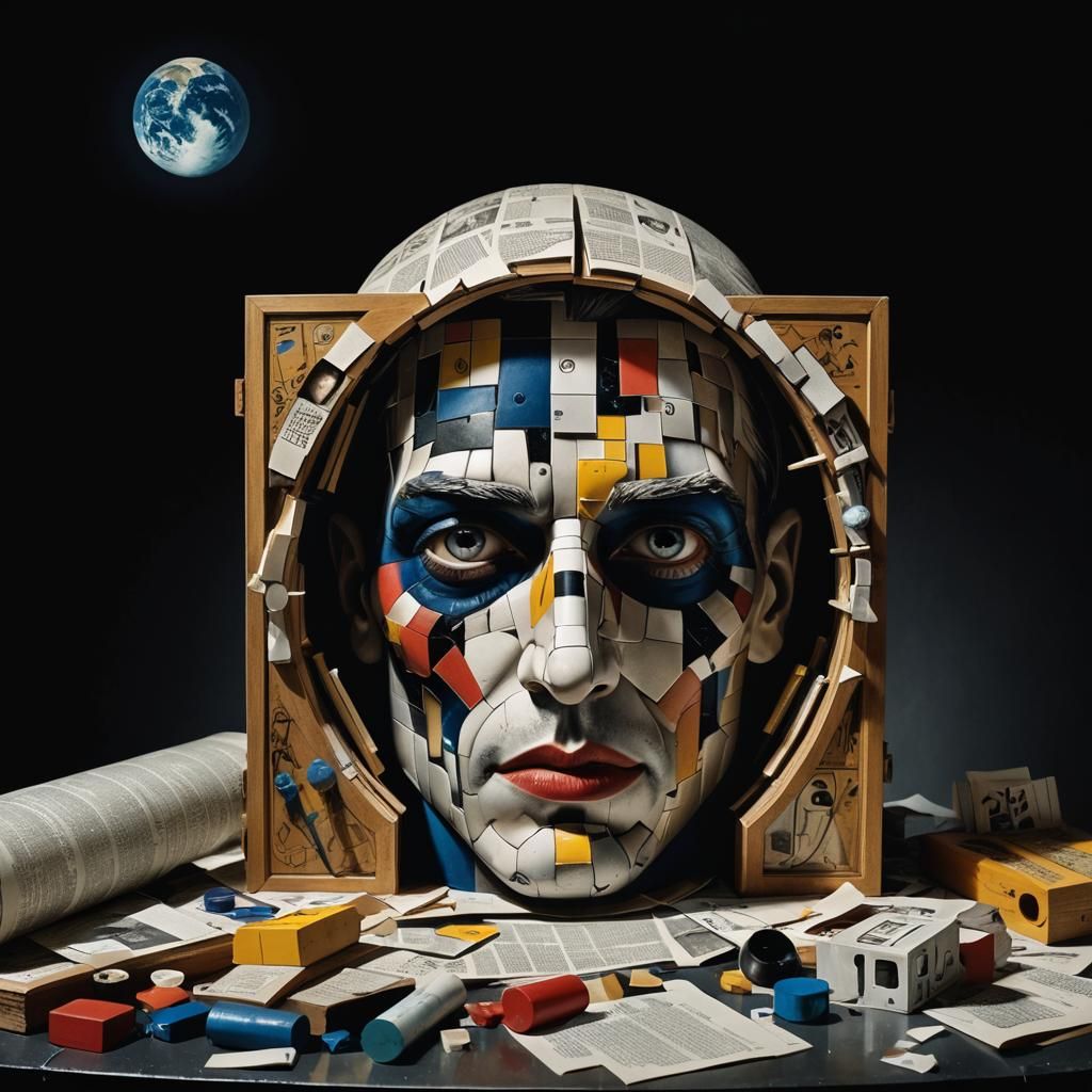 Surreal Cabinet of Curiosities Face Portrait