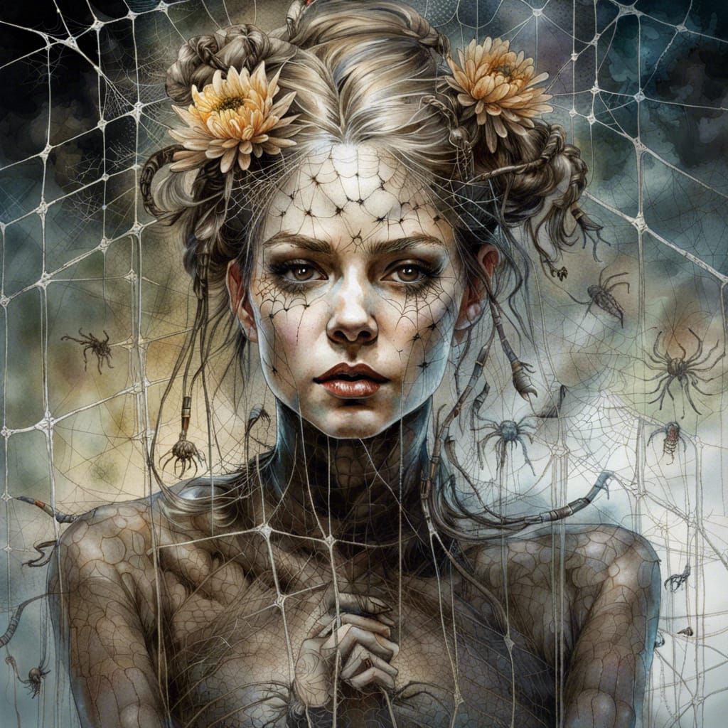 Spider Queen's Reflection in Dark Fantasy Style