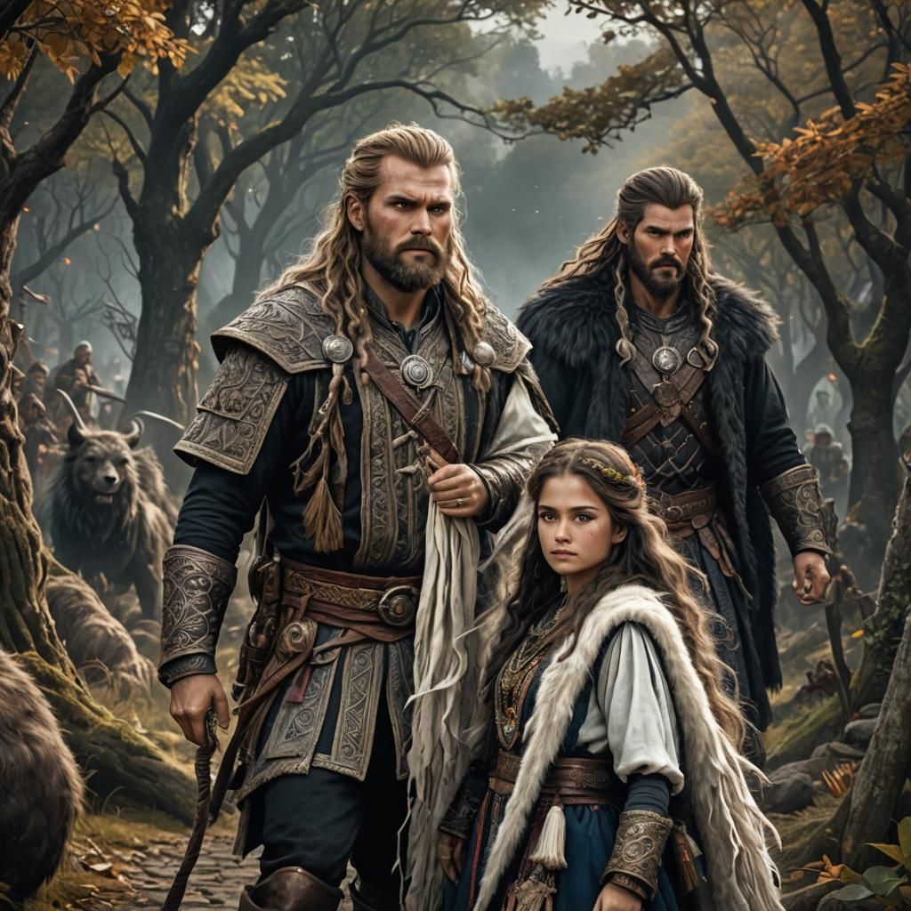 Viking Couple in Detailed Matte Painting