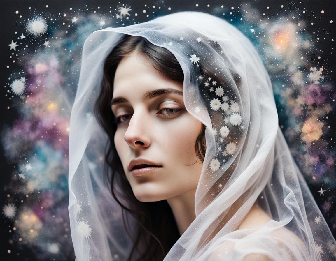 Enchanted Soot Portrait of a Veiled Beauty