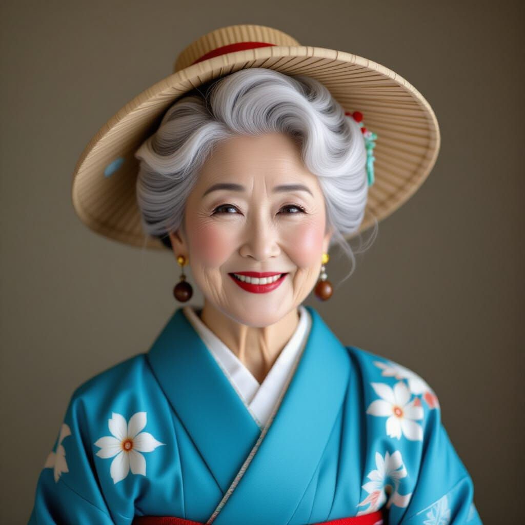 Elegant Japanese Woman in Kimono Portrait
