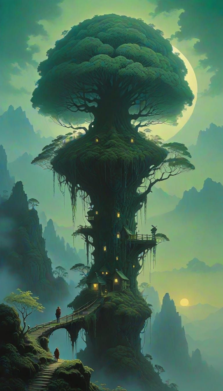 Ethereal Glass Apple Illuminates Mystical Forest in Dreamlik...