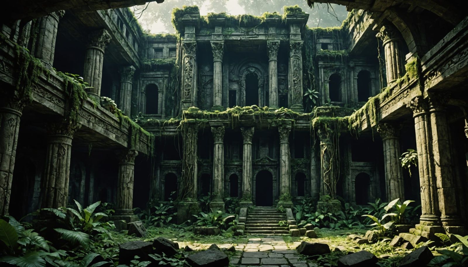 Ancient Jungle City Ruins in Hyperrealist Style