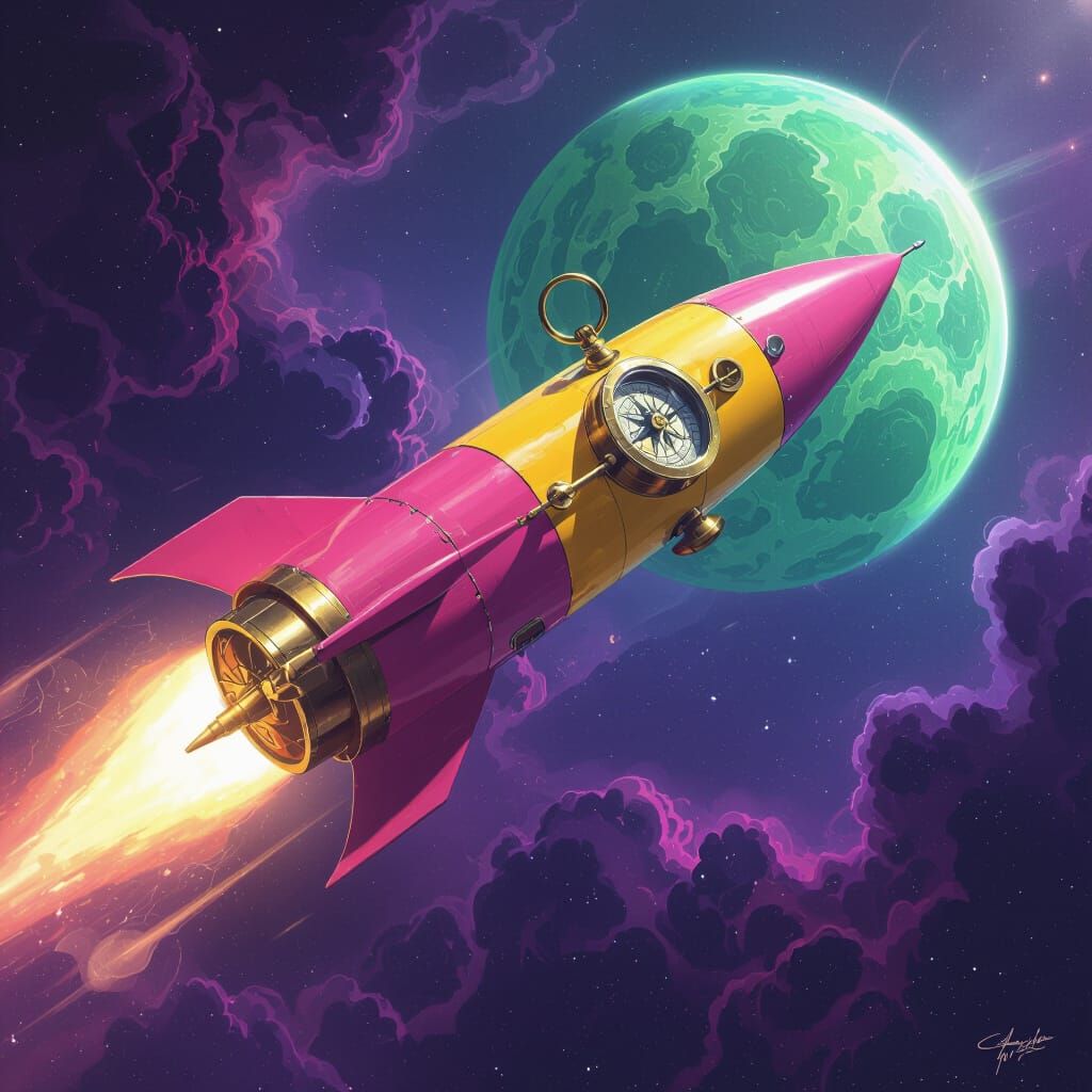 Steampunk Rocket Launched Towards Emerald Planet