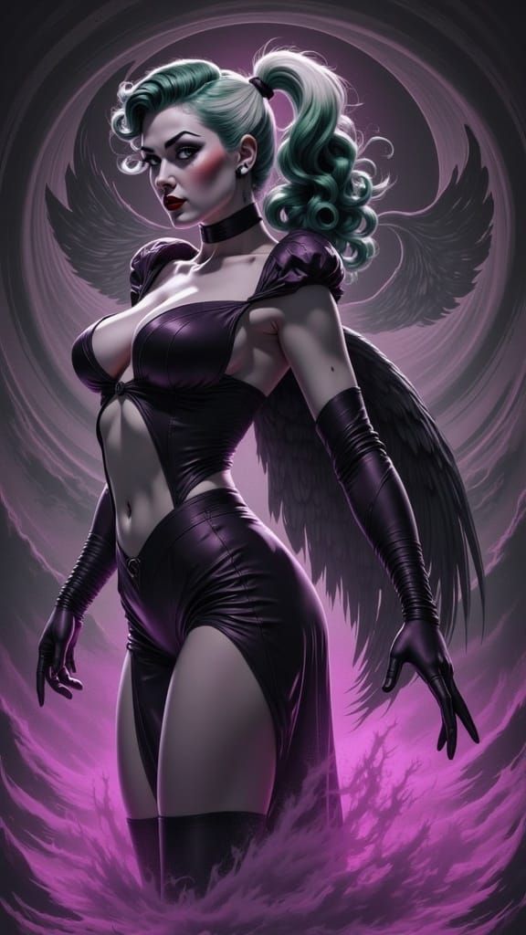 Mystical Winged Figure in Eerie Biomechanical Style