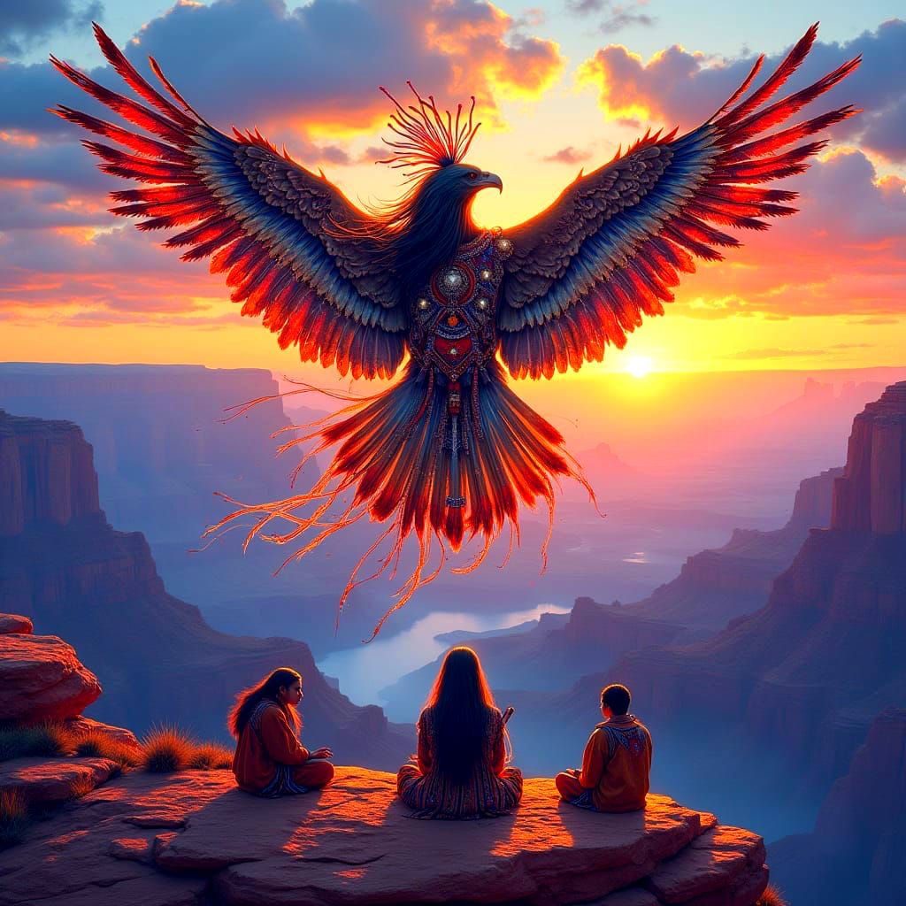 Unami Native American’s spirit taking the form of a majestic...