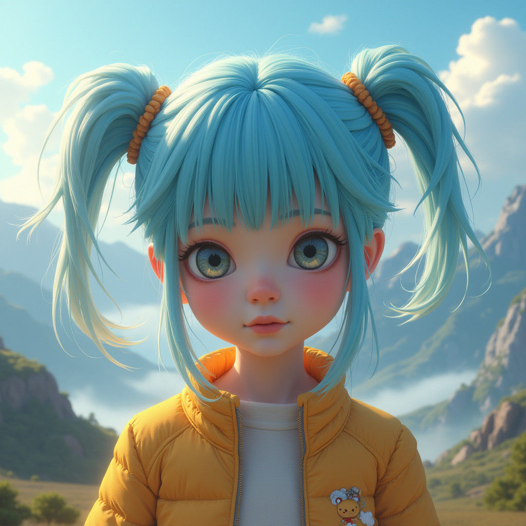 Blue-Haired Girl in Dreamscape: Matte Painting in Unreal Eng...
