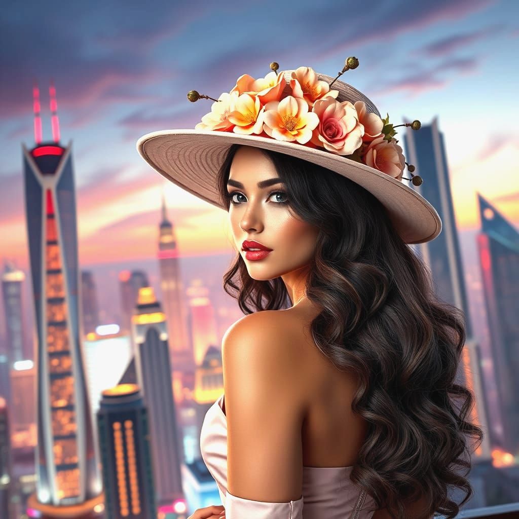 Elegant City Goddess in Chic Attire