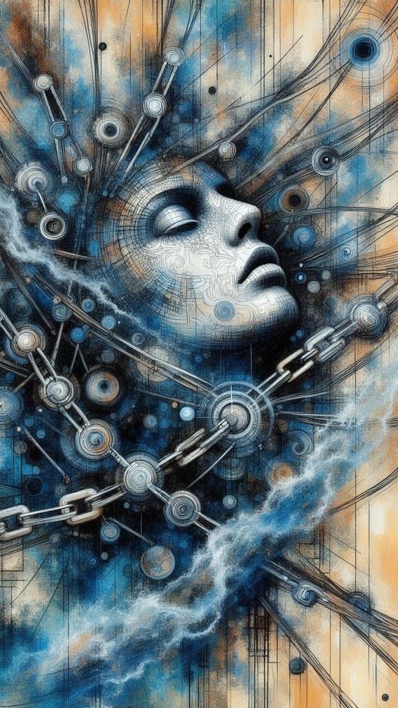 Surreal Ghost Portrait in Abstract Mixed Media