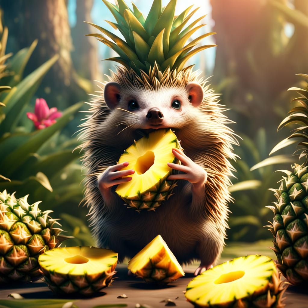 Happy Hedgehog's Pineapple Feast: Fantasy Concept Art
