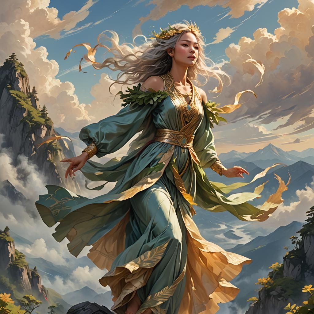 Wind Goddess Concept Art in Miyazaki Style