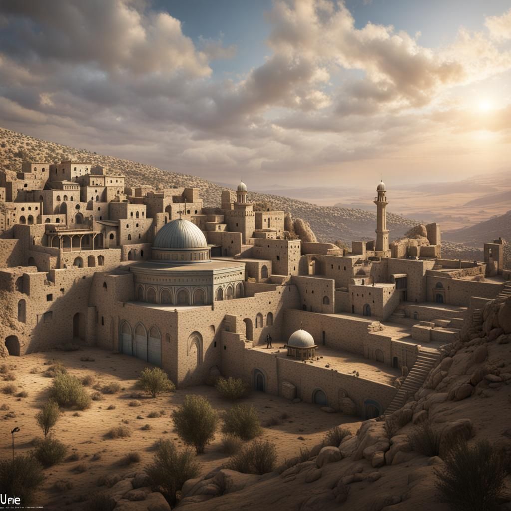 Detailed Matte Painting of Palestine in Deep Color