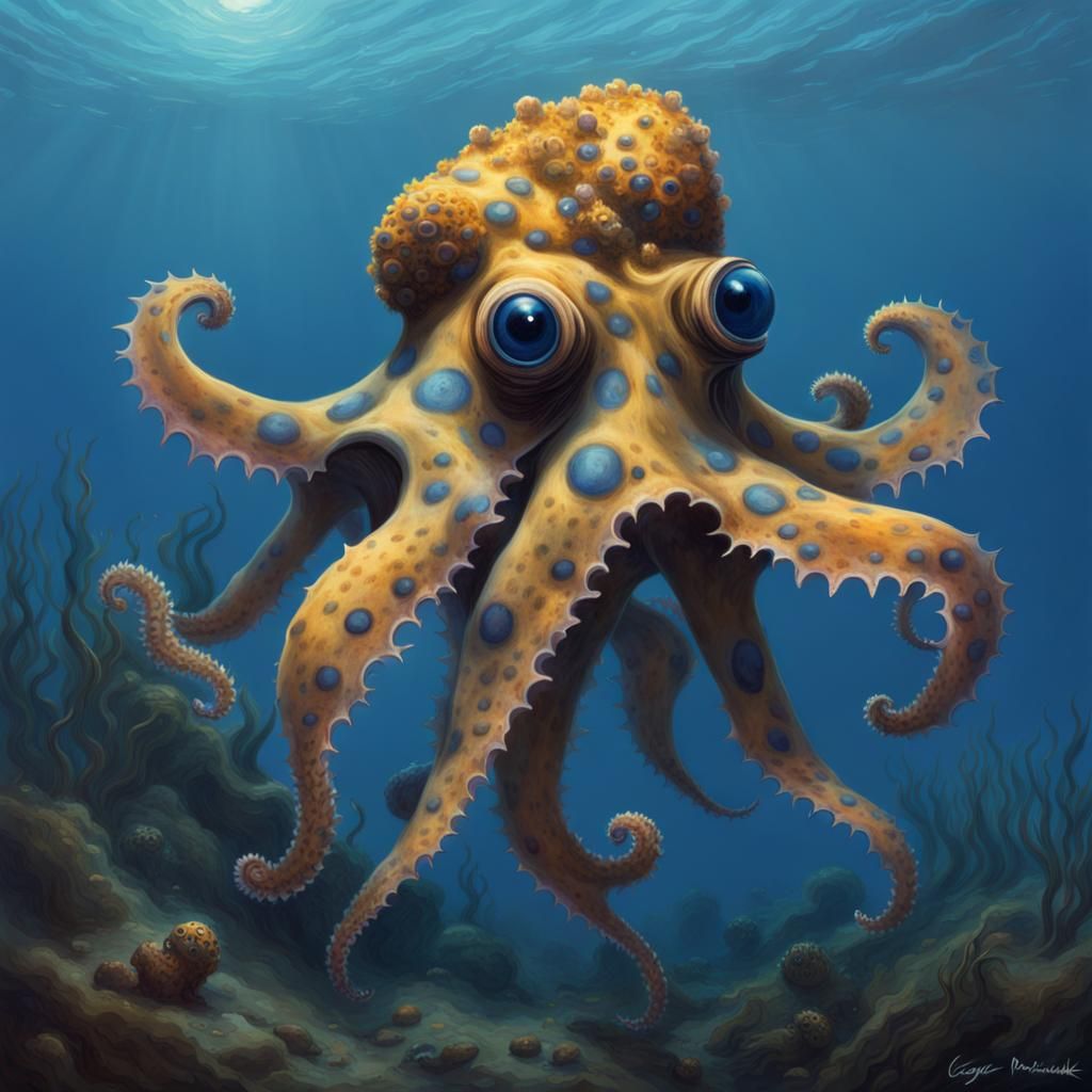 Horrific Octopus Anglerfish Hybrid in Doré Style