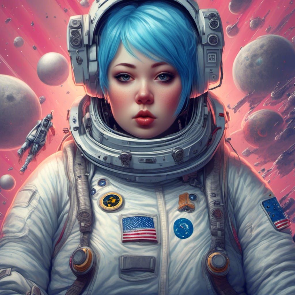 Obese Punk Woman in Astronaut Suit