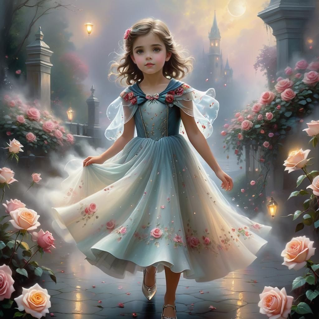 Hyperdetailed Portrait of Girl Creating Roses