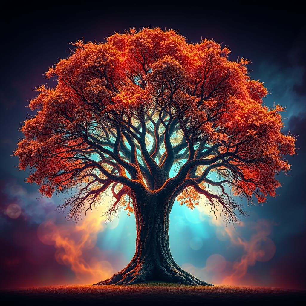 Surreal Glowing Tree in a Dreamlike Concept Art Style