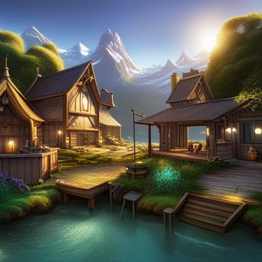 Detailed Matte Painting of a Summer Camp