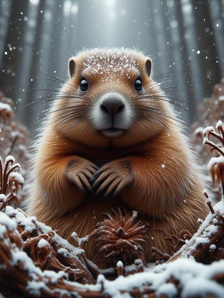 Hyperrealistic Marmot Forecasting Winter's End