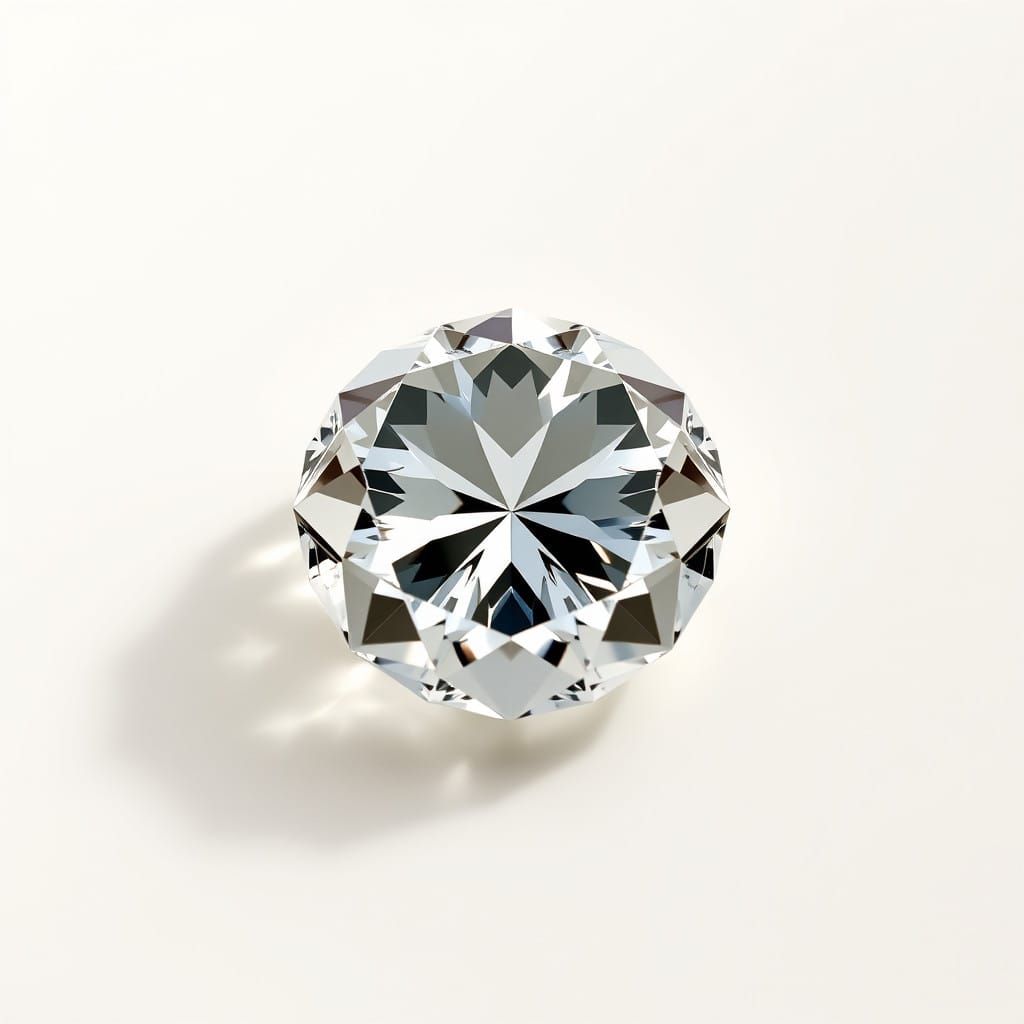 Hyper-Realistic Diamond on Ivory Background