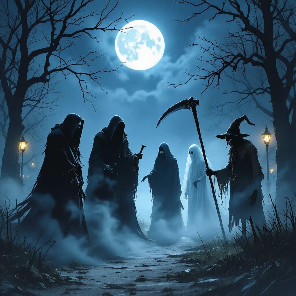 Midnight Park Gathering of Monsters and the Grim Reaper