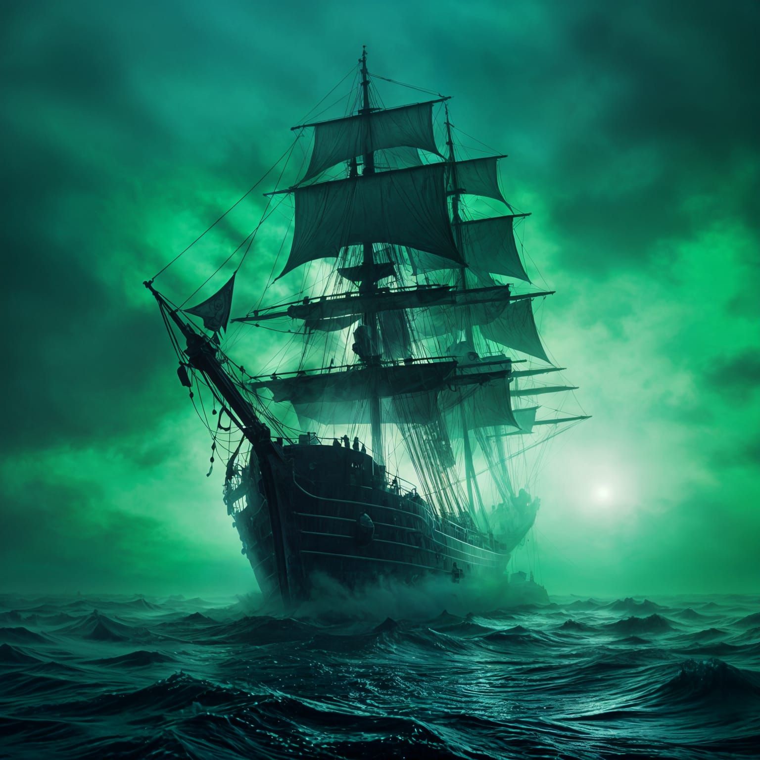 Ghostly Ship Emerges from Thick Fog