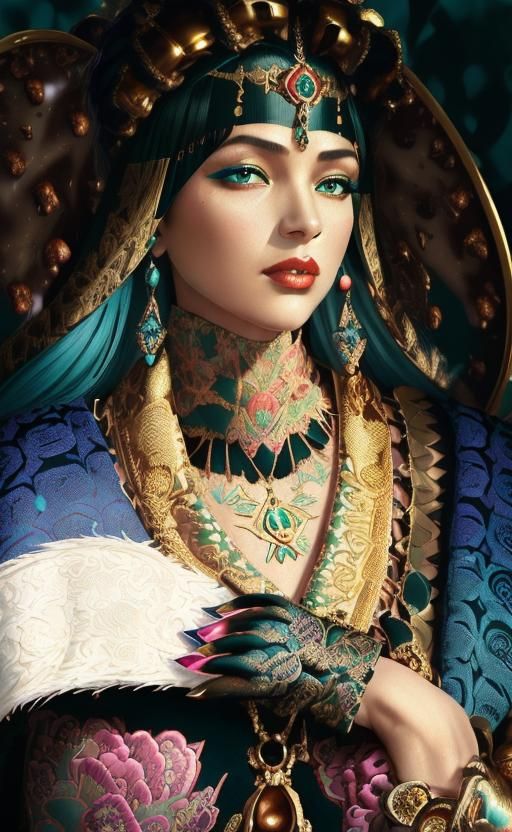 Art Deco Russian Princess in Futuristic Garment