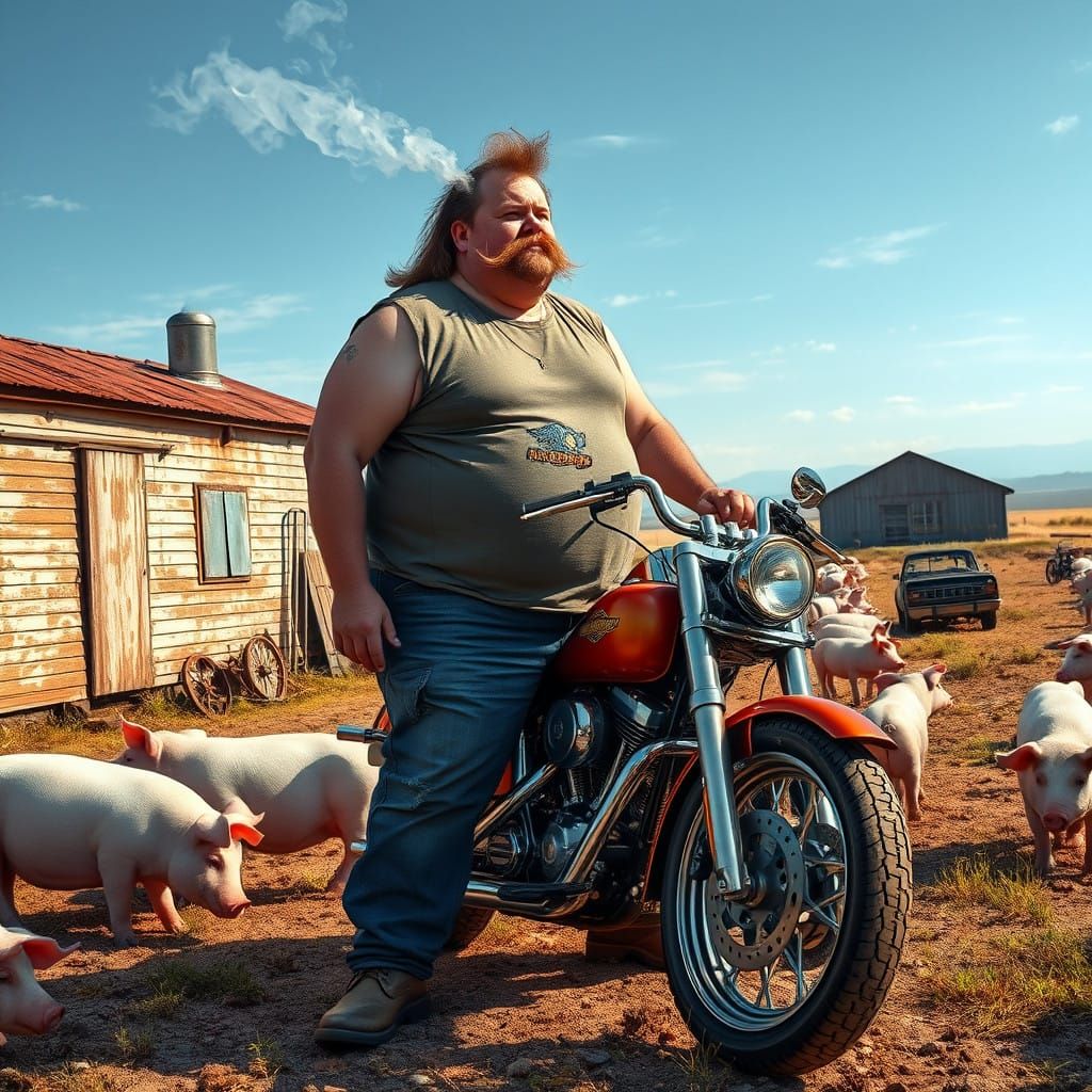Rural Hog Farmer in Whimsical Fantasy Setting