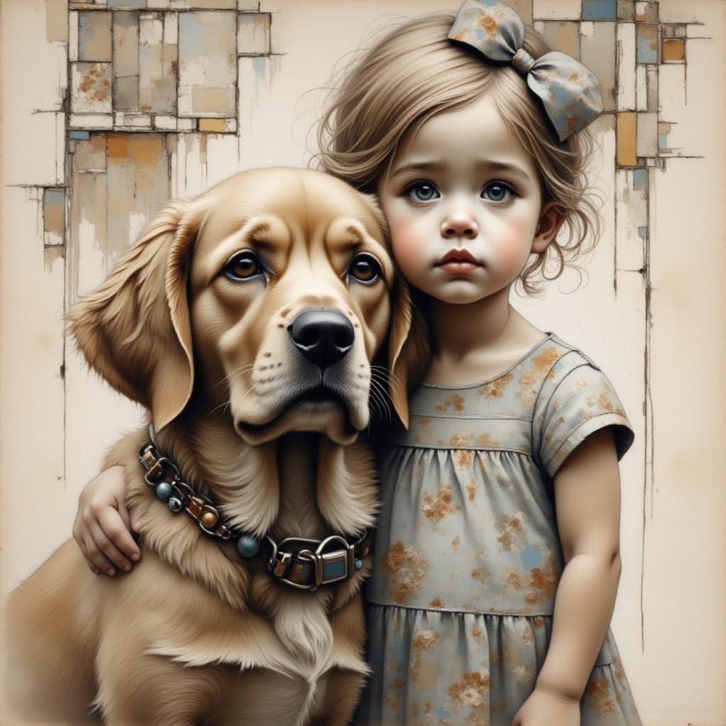 Whimsical Vintage-Inspired Scene of Happy Toddler Siblings w...