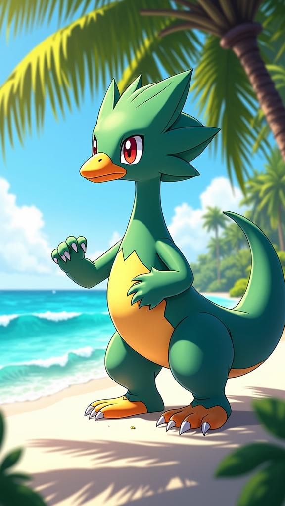 Alolan Exeggutor on Tropical Beach in 8K HDR