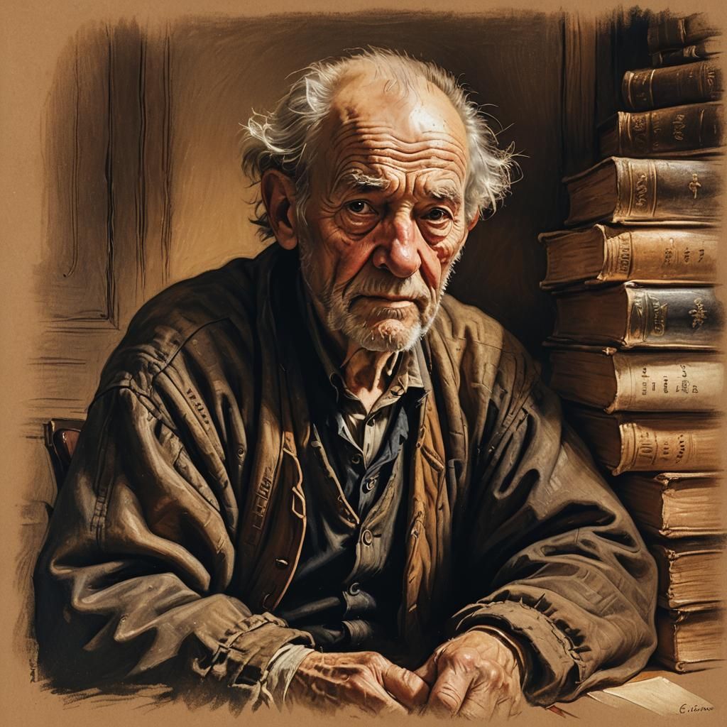 Hyperrealistic Portrait of an Old Man in Rembrandt Style