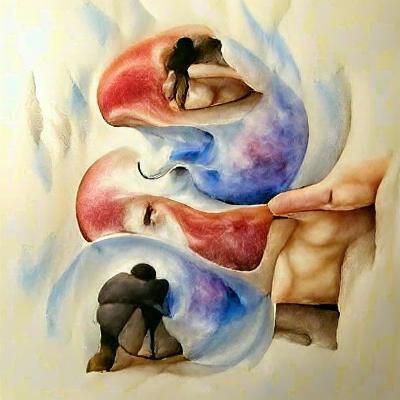 Ethereal Watercolor Souls Merge into One
