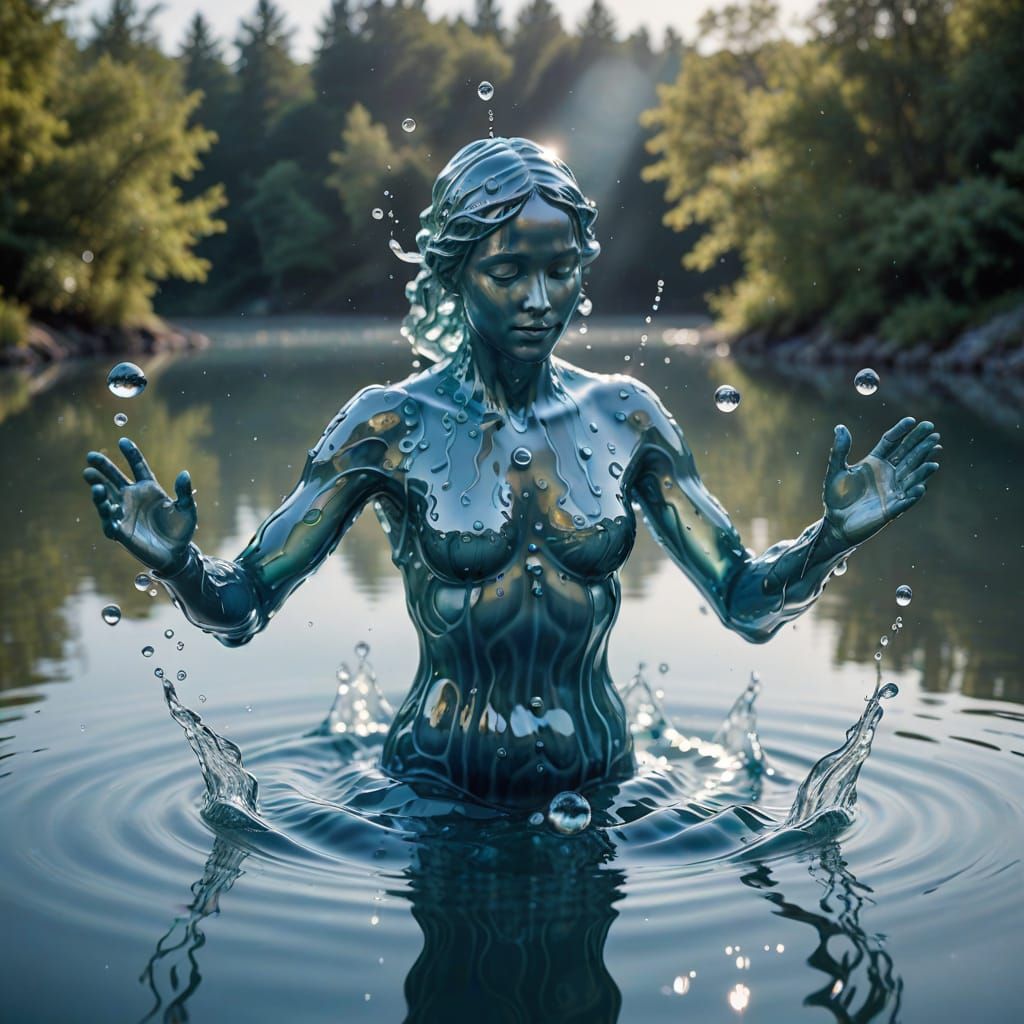 Surreal Water Sculpture in Soft Focus, Inspired by Impressio...