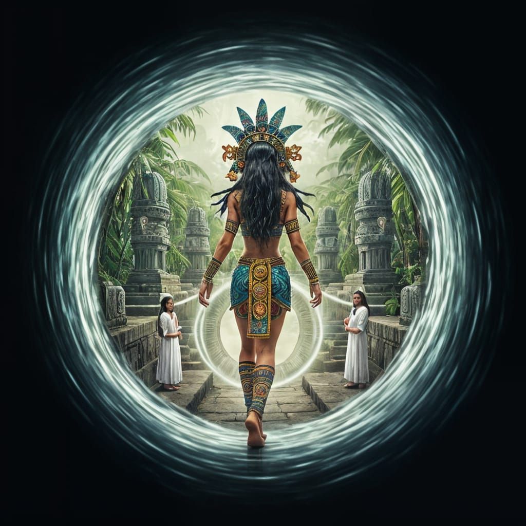 Aztec Goddess Enters Jungle Temple Portal