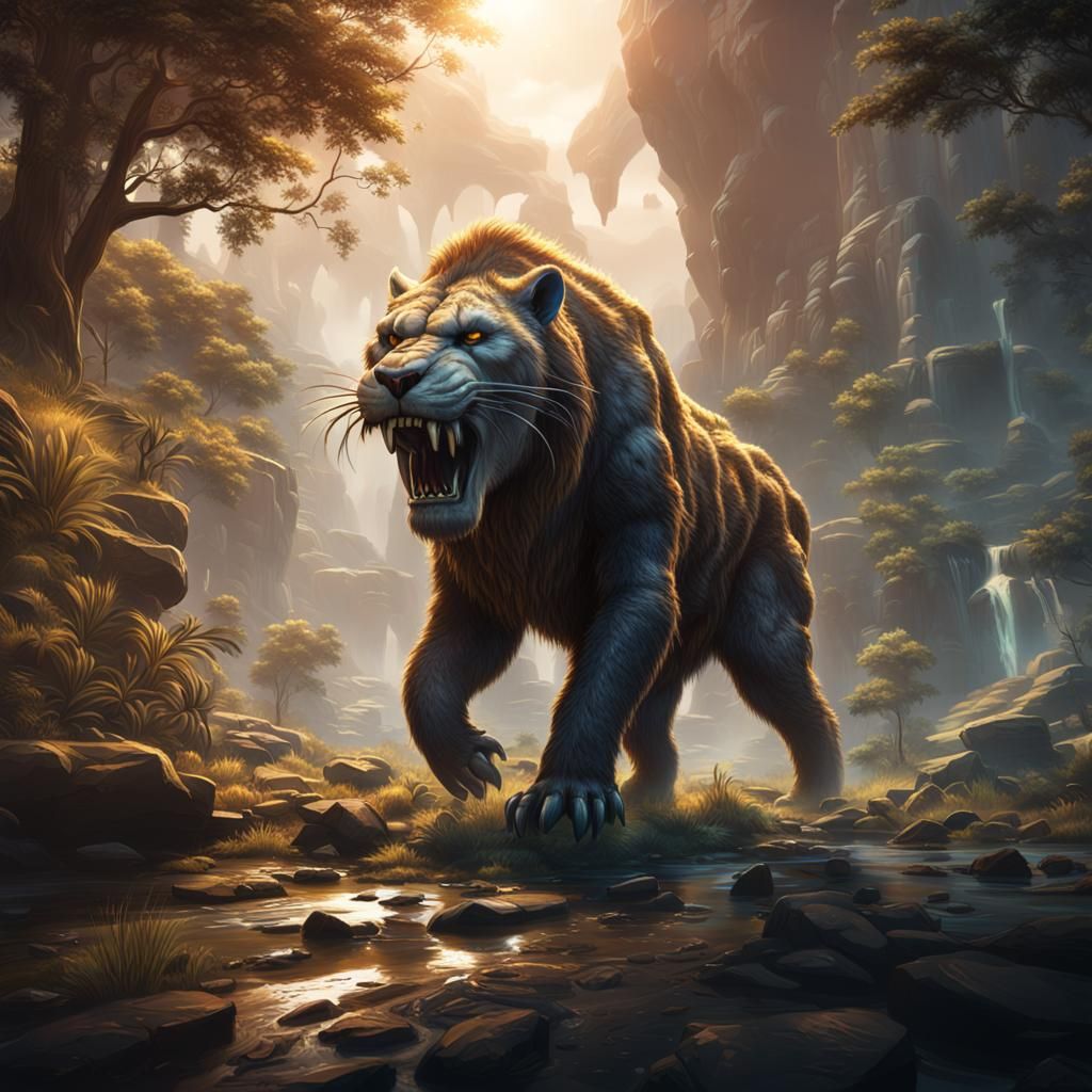 Detailed Saber Tooth Tiger Concept Art