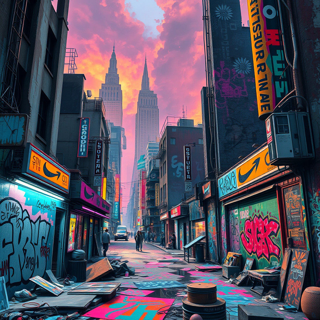 Dystopian Street Art in Cyberpunk Style
