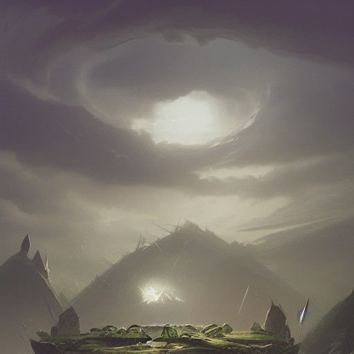 Sinister Floating Island Digital Artwork