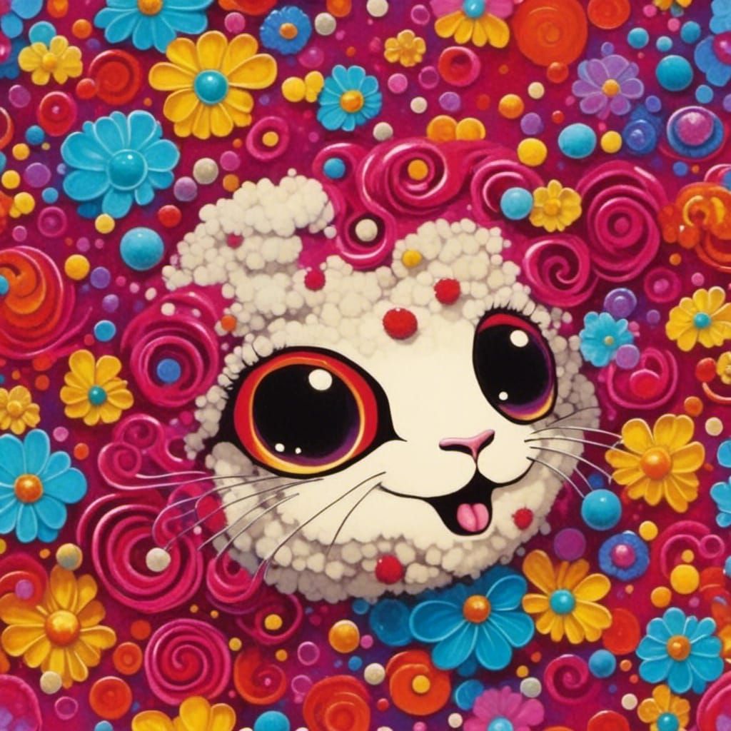 Cute Baby Rat with Noodles: Alcohol Ink and Oil Paint