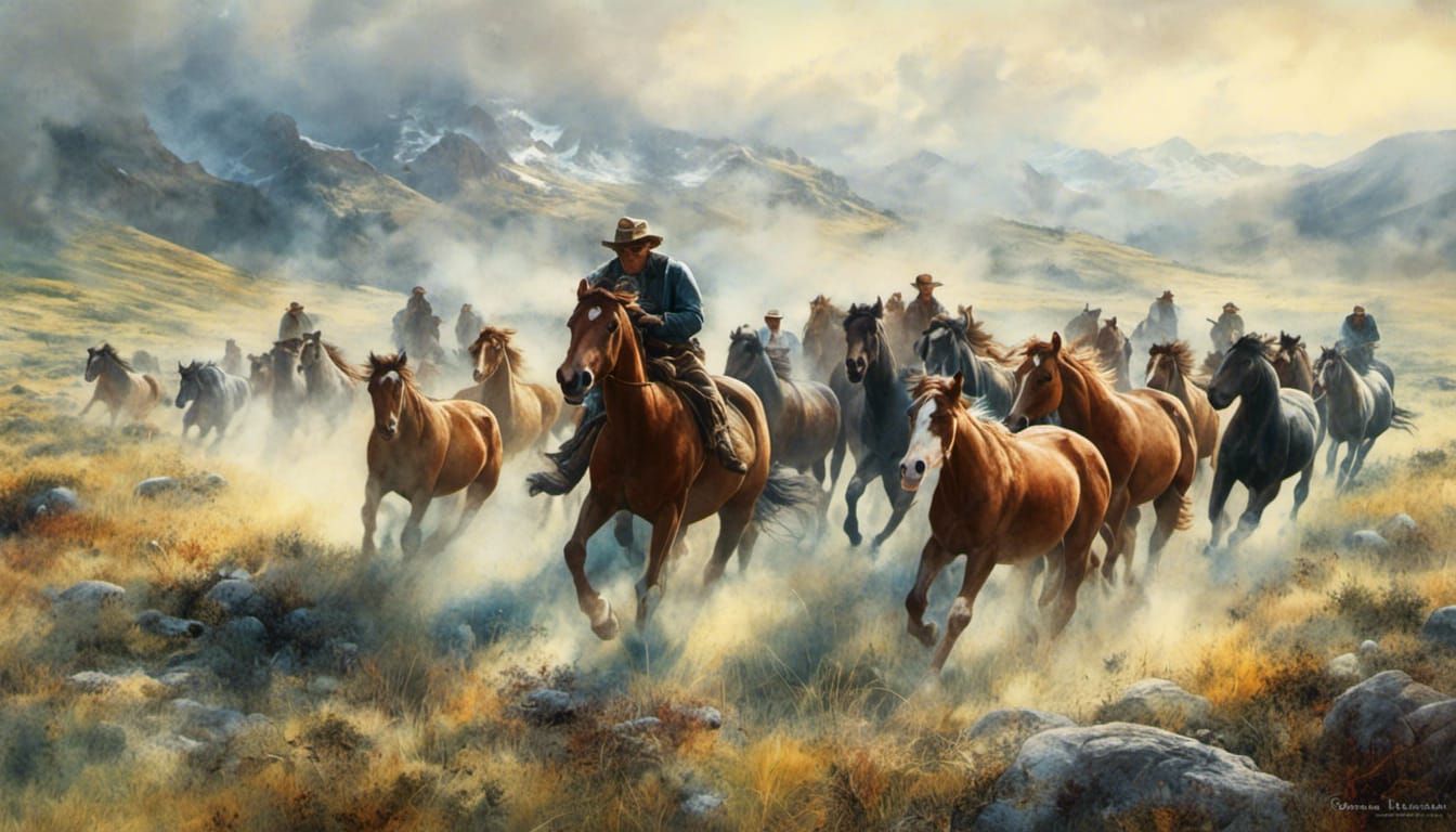 Wild Horses Running Free: Watercolour Fantasy