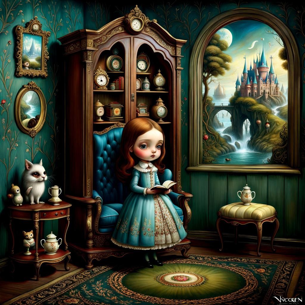 Narnia Storybook Scene in Watercolor Style