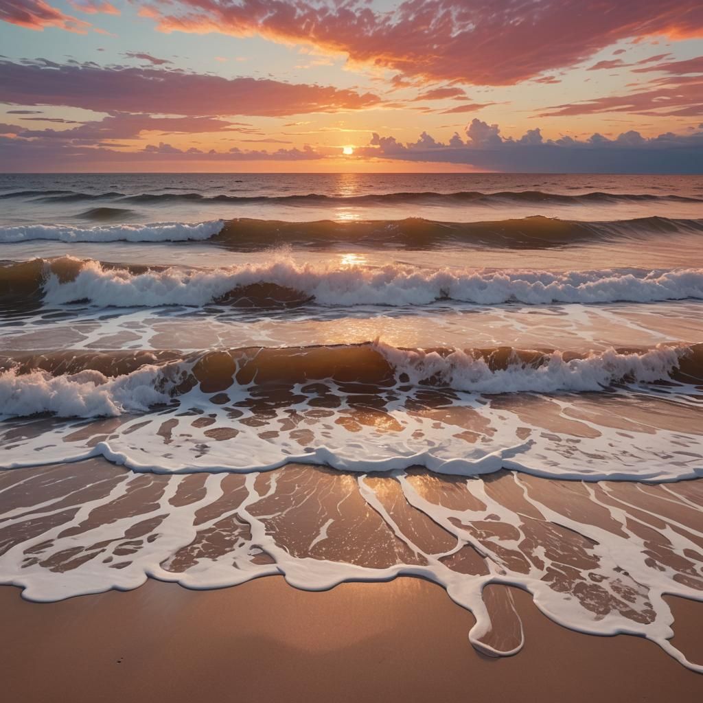 Fauvist Sunset Ocean Wave Landscape