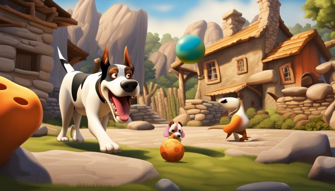 Flintstones' Bedrock: Swiss Mountain Dog and Dino