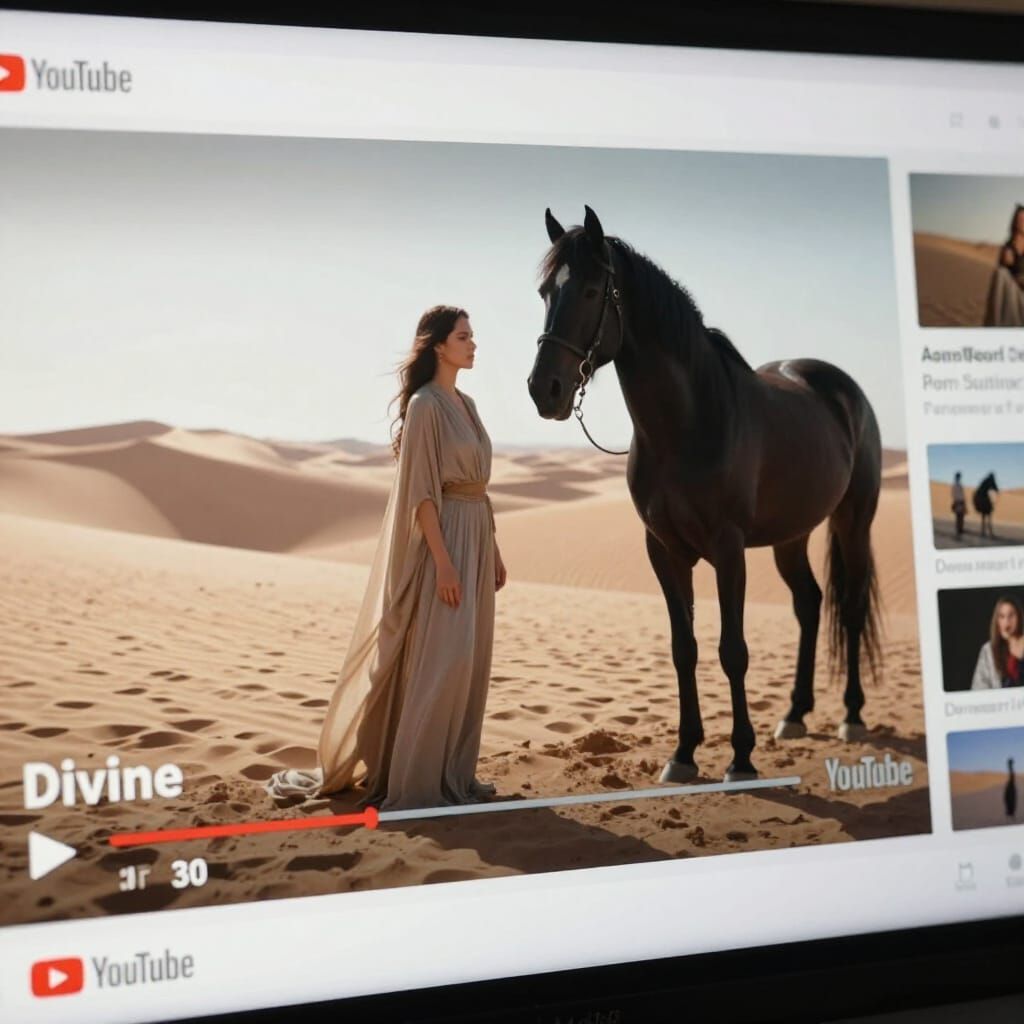 YouTube Screenshot: Woman and Horse in Desert Song Divine