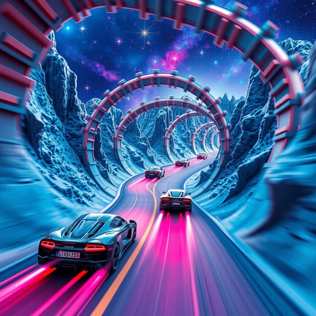 Supercars Zooming on Crystal Mountain Hot Wheels Track