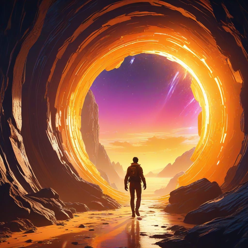 Sci-Fi Figure Enters Portal to New World