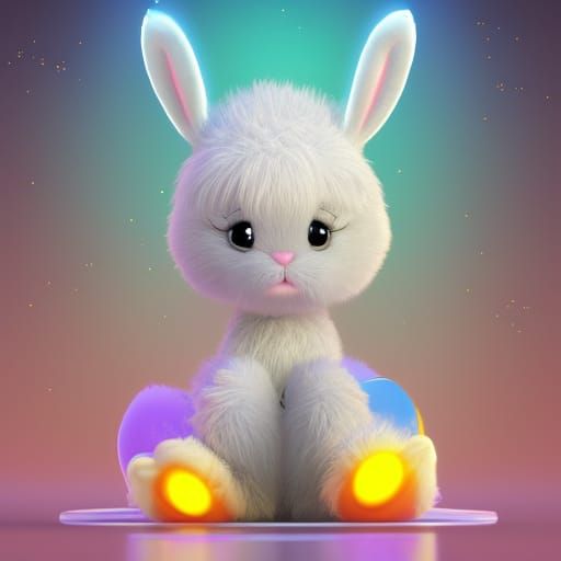 Fluffy Bunny DJ in Pixar Style 3D Render