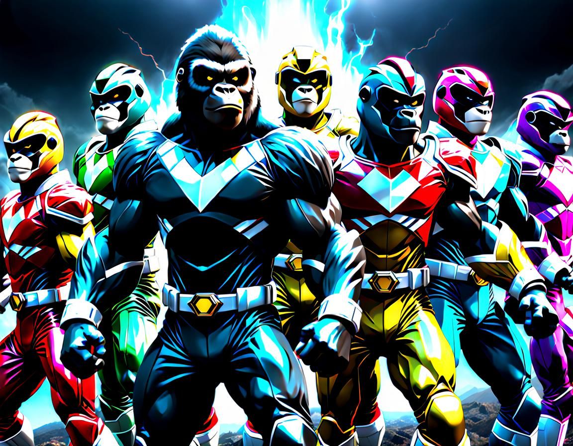 Gorilla Power Rangers Team in Dynamic Action