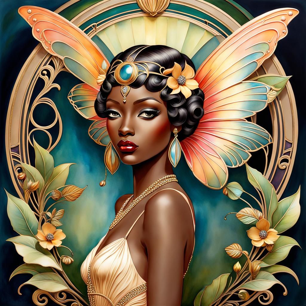 Art Deco Fairy with Art Nouveau Embellishments