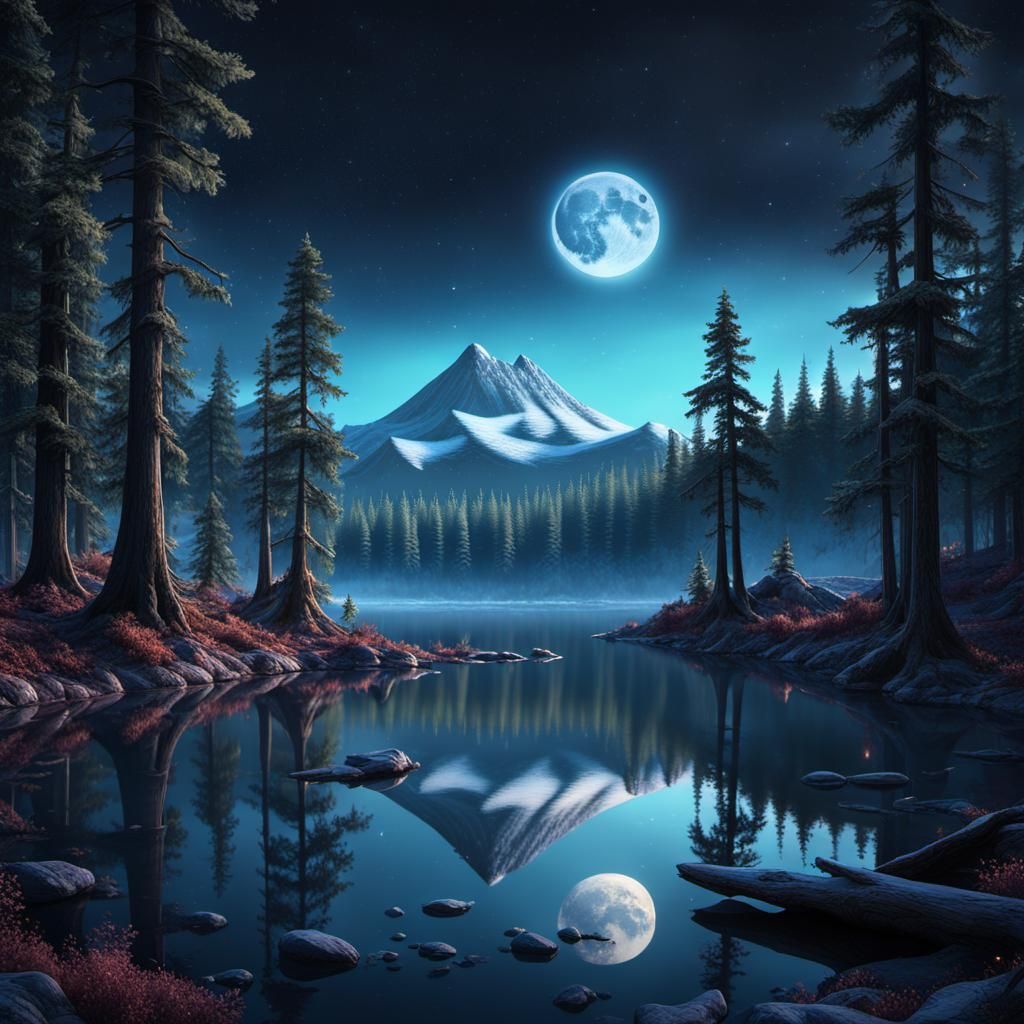 Twilight Forest Crystal Lake Fantasy Concept Art